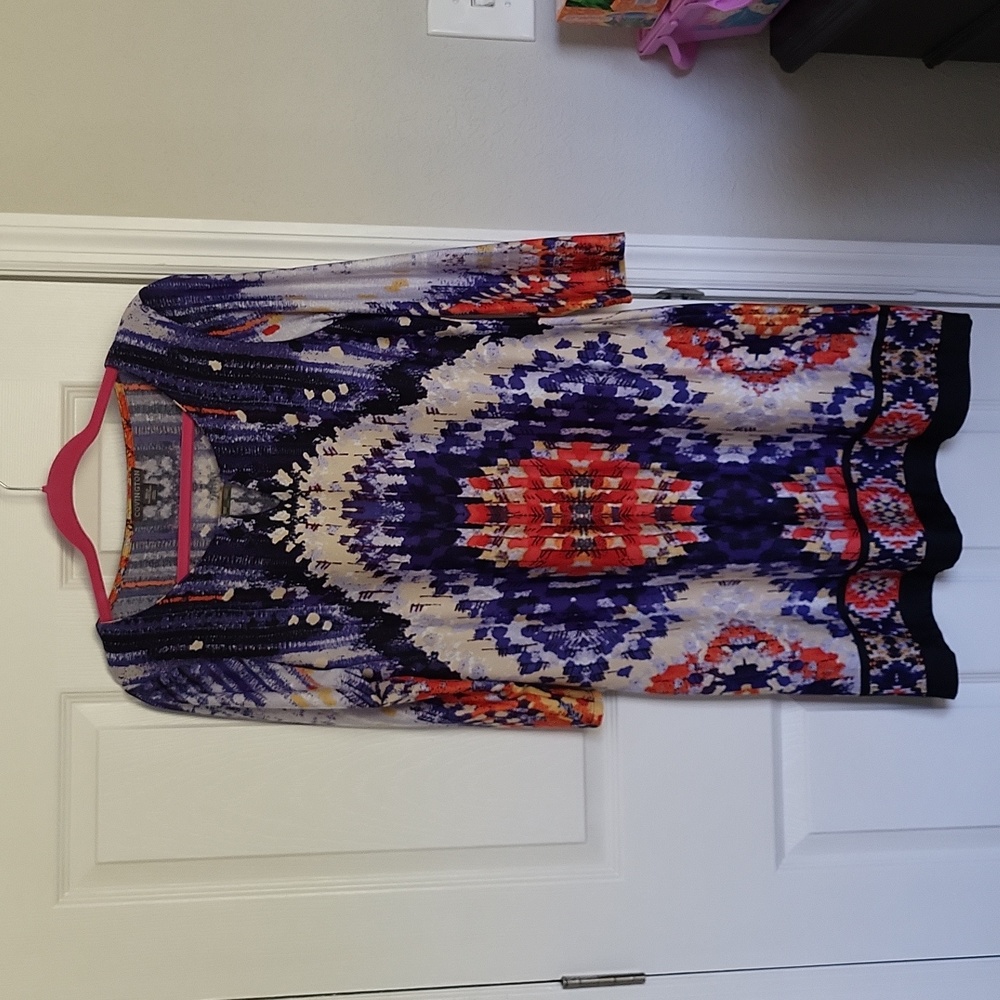 Covington Colorful Shft Dress 3/4 Sleeve Large